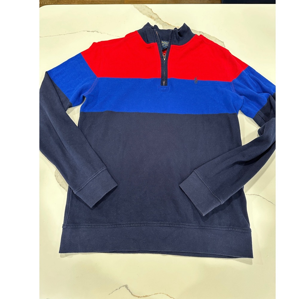 Polo Ralph Lauren Kids Color Block 1/4 Zip Pullover Sweatshirt XL (18-20)